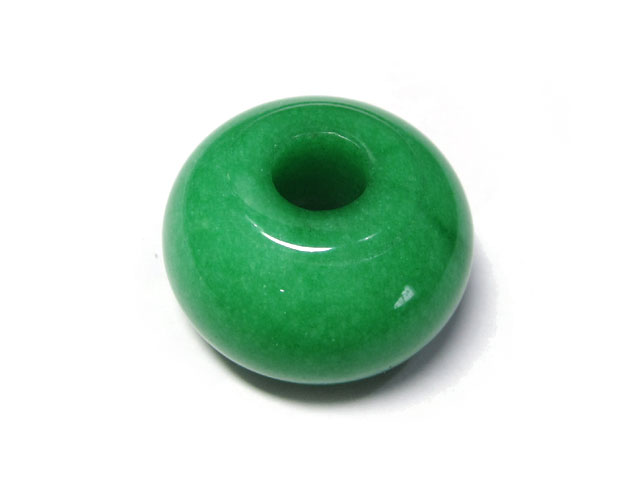 大穴ビーズ 軟玉 ナゲット グリーン 緑 約30×18mm 約7mm穴 【1個】 ハンドメイドアクセサリーパーツ パワーストーン