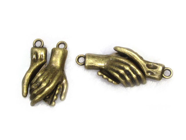 マグネットハンド 手 真鍮古美 約30×13mm 【10個販売】 磁石 留め具 とめぐ アクセサリーパーツ