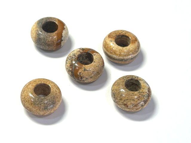 Rakuten - 大穴ビーズ インペリアルジャスパー 約14×7mm 穴約5mm 【5個】 アクセサリーパーツ パワーストーン