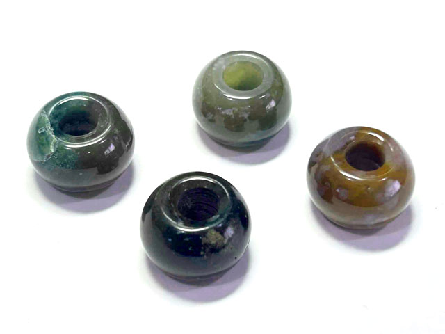 Rakuten - インド瑪瑙 大穴ビーズ 約18mm×12mm 穴約5mm 【1個】 アクセサリーパーツ パワーストーン