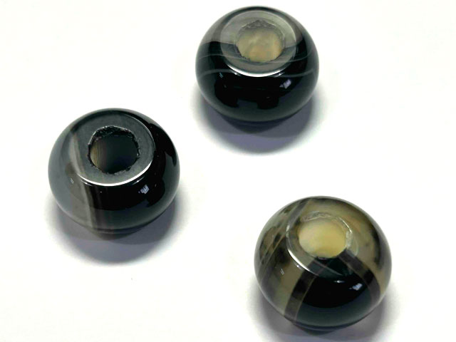 黒瑪瑙 大穴ビーズ 約18mm×12mm 穴約5mm 【1個】 アクセサリーパーツ パワーストーン