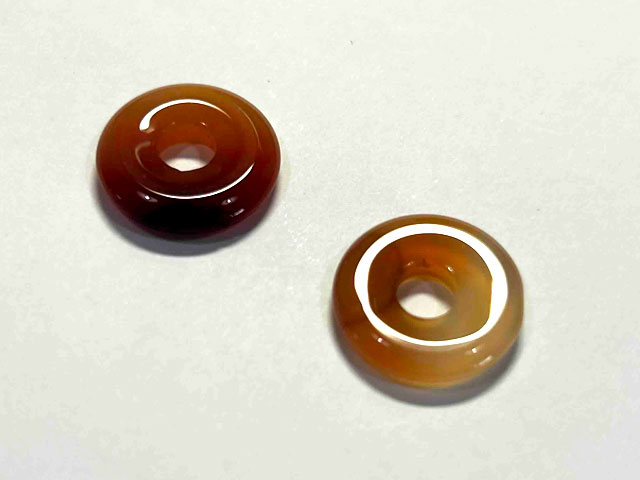 Rakuten - バンデットアゲート 大穴ビーズ ディスク 約18mm 約5mm穴 【5個】 天然石 ハンドメイドアクセサリーパーツ パワーストーン