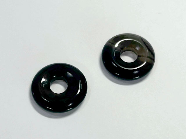 Rakuten - 黒瑪瑙 大穴ビーズ ディスク 約18mm 約5mm穴 【5個】 天然石 ハンドメイドアクセサリーパーツ パワーストーン