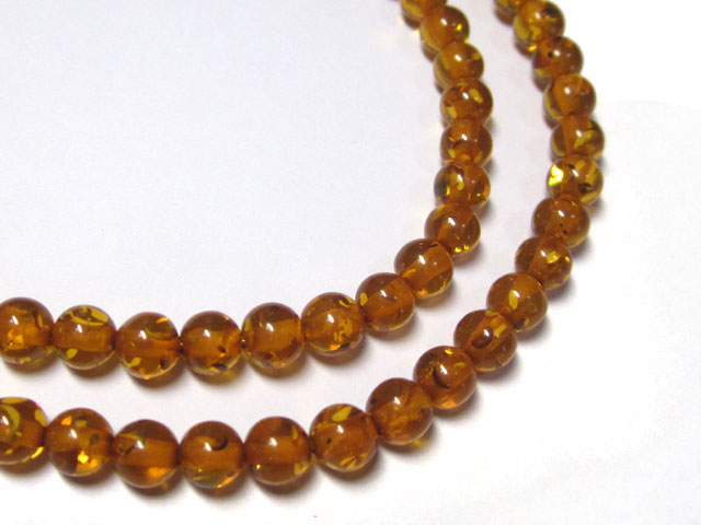 アンブロイド琥珀 ラウンド ライトブラウン ラメ 約4mm 連販売 合成琥珀 パワーストーン アクセサリー..