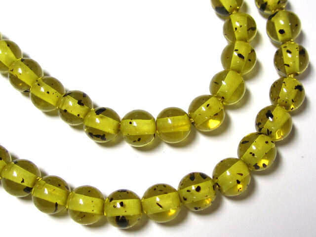 アンブロイド琥珀 ラウンド ドットイエロー 約6mm 連販売 合成琥珀 パワーストーン アクセサリーパーツ アンバー