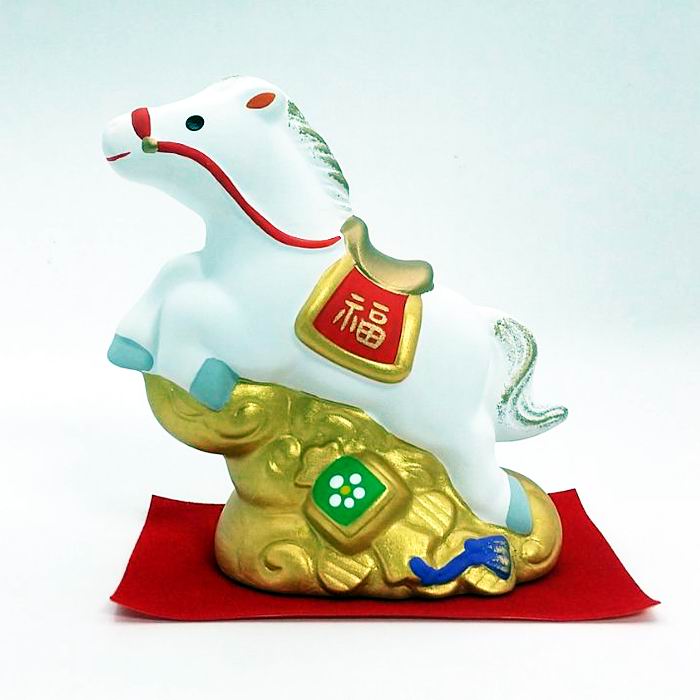 Rakuten - 【P10倍】 招福の干支置物 No.91 錦彩招福午 (天翔・小) 高さ：9.5cm 和風 雑貨 人形 置き物 インテリア オブジェ / 薬師窯 [ 新品 ]