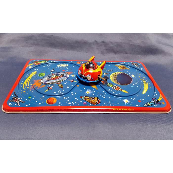 ブリキの板レール スペースロケットエクスプレス 板サイズ：25×15cm 日本製 ブリキのおもちゃ 昭和レトロ / ブリキ屋 [ 新品 ]