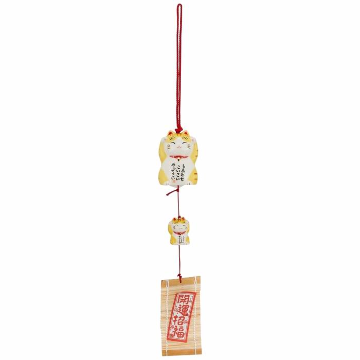 樂天商城 - 幸せこいこい猫風鈴 とら 高さ：親6.5cm/子3cm 和風 雑貨 / 薬師窯 [ 新品 ]