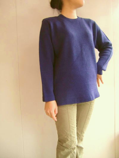 【レディースセーター】紫色引き上げかのこロング丈丸首セーター ニット 手編み セーター 毛糸 防寒 日..