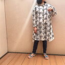 【シャツブラウス】花柄刺繡スタンドカラーロングブラウス /在庫1/ロング丈/レディース /Lサイズ/スタンドカラー/白地に紺刺繡/コットン ポリエステル / 花柄 日除け シャツ 大きい ロングシャツ 紫外線対策 日焼け防止 冷房対策 アウター ゆったり レディースシャツ