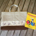 洗える!リネン帆布とエンジェルボーダー手作りレッスンバッグ/ ベージュ/リネン帆布/レッスンバッグ/52x35cm 送料無料 かわいい 可愛い 男の子 女の子 ...