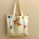 洗える!花とネコ裏付きレッスンバッグ/在庫2/39x35 /ネコ、花/ベージュ/綿 コットン /ブロード /かわいい 可愛い 男の子 女の子 ラッピング対応 お...
