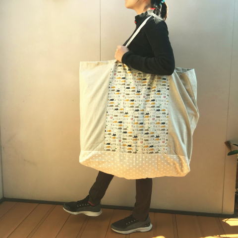 洗える！洗濯ネコ(ベージュ)ネームタグ付特大お昼寝布団バッグ /在庫1/ベージュ 生成り/ レギュラーサ..