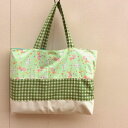 【通園通学バッグ】洗える!ウサ子と子羊裏付きレッスンバッグ/若草色/47x33/在庫1/ おけいこ 通学 プレゼント 入園準備 お祝い お誕生日 保育園 綿 コ...