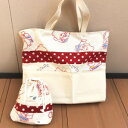 【入園準備】BEARS裏付き手作りレッスンバッグ&巾着袋セット/在庫1/ブルー/45x34/送料無料 手提げバッグ 保育園 綿 コットン カバン かばん 託児所...