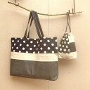 洗える!ネイビードット裏付きレッスンバッグ&巾着袋セット/在庫1/ネイビー/デニム/ 綿 コットン/ドット/ おけいこ 通学 プレゼント 入園準備 お祝い お誕...