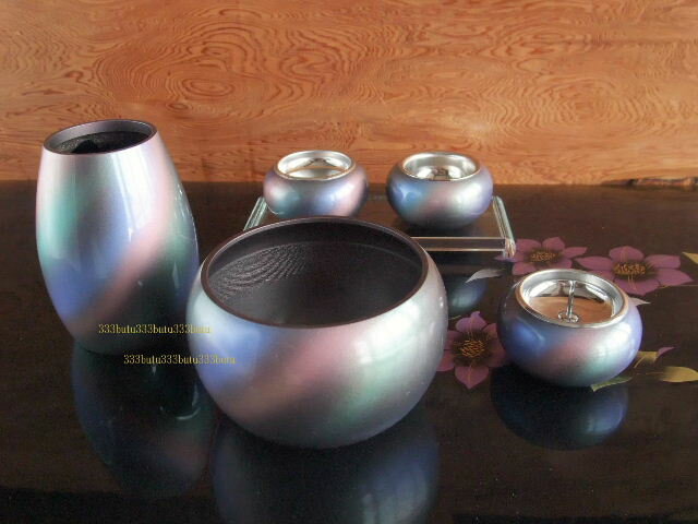仏具/まどろみ/5具足/消ムラサキ/銅器/丸型