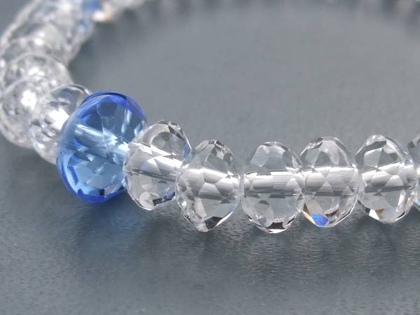 スターシェイブカット・ブルークオーツ共仕立　数珠　本水晶を48面スターシェイブカットした数珠ブレスレット