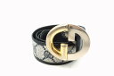 オールド グッチ ヴィンテージ バックル ベルト レディース 70 GGプラス インターロッキング PVCレザー 紺 ネイビー GUCCI 2049k(4)