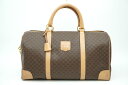 セリーヌ ヴィンテージ マカダム ボストン ハンドバッグ トート 旅行鞄 トリオンフロゴ PVCレザー 茶 ブラウン CELINE 2946h(4)