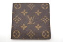 ルイヴィトン モノグラム財布（メンズ） ルイ ヴィトン モノグラム 二つ折り 財布 小銭入れなし メンズ Unisiex PVCレザー 茶 ブラウン 良品 Louis Vuitton 5872k