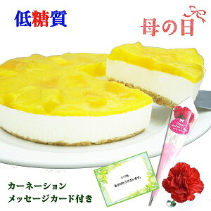 母の日 低糖質 糖質74%カット 花とスイーツ マンゴーレアチーズケーキ(母の日シール・カーネーション・手紙付)チーズケーキ スイーツ ギフト フルーツ ロカボ 天然甘味料 糖質制限 ケーキ 砂糖不使用 小麦粉不使用 お取り寄せ