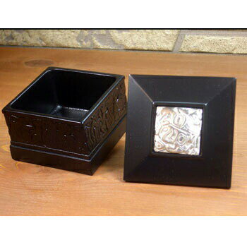 ネイティブ ギフトボックス カナダ 先住民 インディアン BOMA製 PEWTER INLAY BOX 小物入れピューターインレイ小 黒