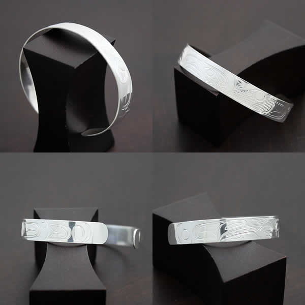 カナダ インディアン ジュエリー バングル 先住民 ネイティブ 925 シルバーアクセサリー Kwakwaka'wakw部族Don Lancasterサンダーバード THUNDERBIRD 10mm幅