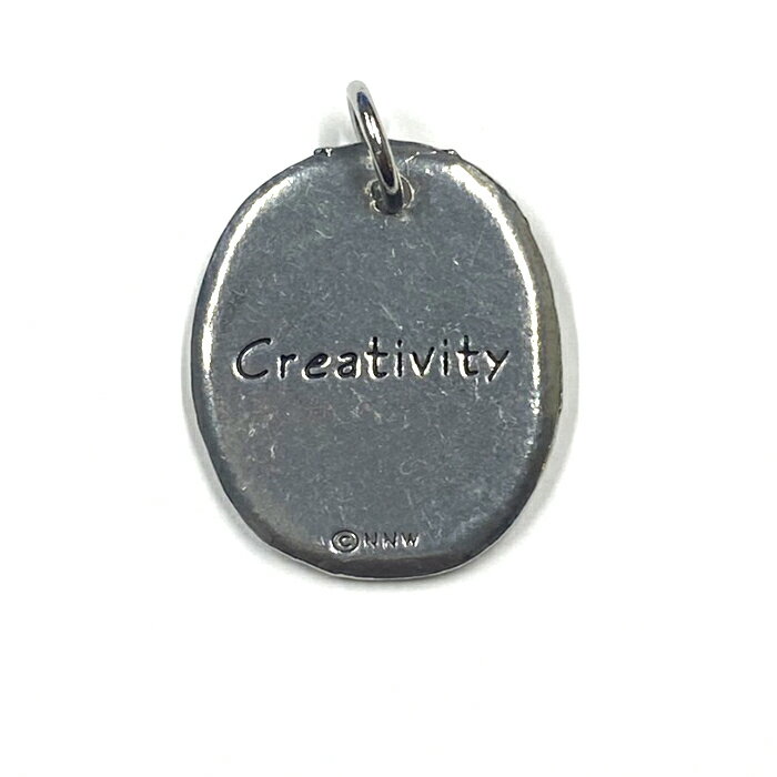 穴あけ＋丸カン付　ポケット スピリット コイン お守り カナダ 先住民 ネイティブ インディアン ピューター製 RAVEN ワタリガラス ワタリガラス CREATIVITY 創造力ペンダント キーホルダー