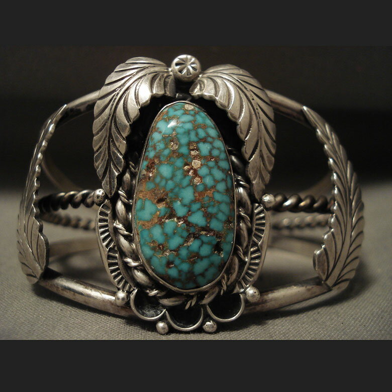 インディアン ジュエリー バングル ネイティブ アメリカン ナバホ族 MUSEUM VINTAGE NAVAJO INTENSE INDIAN MOUNTAIN TURQUOISE シルバー ブレスレット