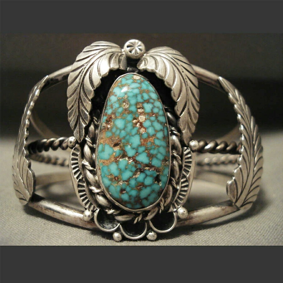 インディアン ジュエリー バングル ネイティブ アメリカン ナバホ族 MUSEUM VINTAGE NAVAJO INTENSE INDIAN MOUNTAIN TURQUOISE シルバー ブレスレット