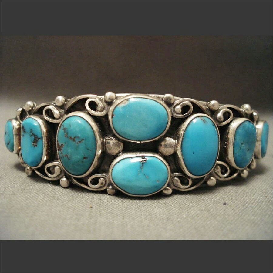 インディアン ジュエリー バングル ネイティブ アメリカン ナバホ族 IMPORTANT VINTAGE NAVAJO VERDY JAKE ターコイズ シルバー ブレスレット