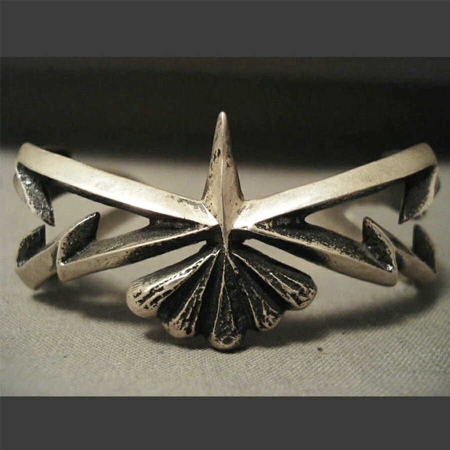 インディアン ジュエリー バングル ネイティブ アメリカン ナバホ族 IMPORTANT NAVAJO AARON ANDERSON LIGHTNING シルバー ブレスレット