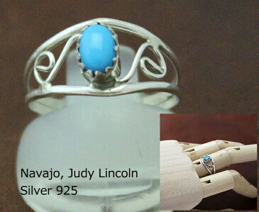 インディアン ジュエリー 指輪 リング ネイティブ アメリカン NAVAJO ナバホ族 Judy Lincoln S字 ターコイズ リング