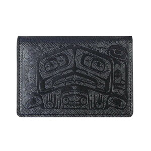 カードウォレット 財布 名刺入れ カナダ 先住民 インディアン RAVEN BOX ワタリガラス 黒