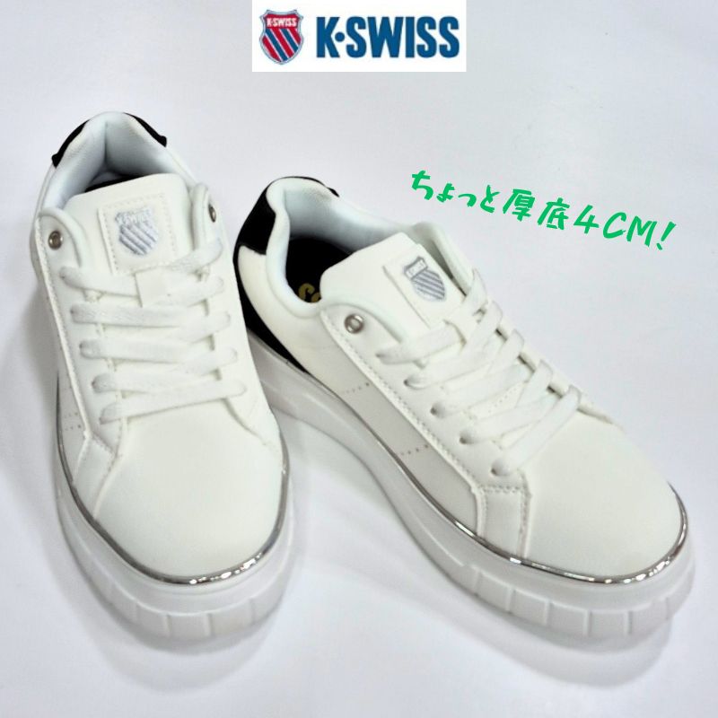 K-SWISS KSL0051ケースイス KAYSWISSレディース 厚底 コートスニーカー ローカット女性 合成皮革4cmソ..