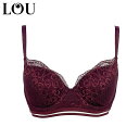 LOU ルー 3/4カップ ブラジャー 秋カラー LO22342 バーガンディ 75B レースが美しい 高級 ランジェリー 美しい サイドにブランドロゴプレート...