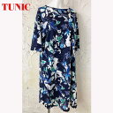 TUNIC チュニック ワンピース ルームウエア 43918N 綿100% 6分袖 北欧花柄 フラワープリント フリーサイズ レディース 日本製 ギフト