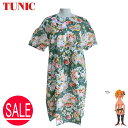 TUNIC チュニック ワンピース 5分袖 53041N お部屋着 ルームウエア 綿100％ フリーサイズ 80ローンサッカー ガーデン シワ加工