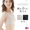 ボリュームダウンブラジャー 胸を小さく見せる ブラジャー 谷間ガード 細見え M L LL 3L ピンクベージュ ブラック フラットメイクブラ FLAT 和装ブ...