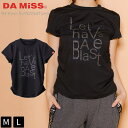 DAMiSS ダミス Tシャツ トップス 半袖 ロゴ ラメ グリッター サイドシャーリング 1534-1427 Mサイズ Lサイズ ブラック フィットネスウェア ピラティスウェア エアロビクス ダンス 筋トレ 軽い おしゃれ カジュアル 大人用 女性用 スポーツウェア 伸縮性 送料無料