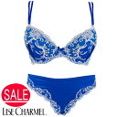 LISE CHARMEL リズシャルメル ブラショーツセット ブラジャーショーツセット ブルー イタリアンショーツ ACC8580 ACC0780 シルク混 クリスタル付き モールドカップ