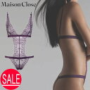【訳あり】 Maison Close メゾンクローズ ボディ Tバックトライアングルボディ レース 561121 パープル S 36 ノンワイヤー 1枚レース セクシー VILLA SATINE 透け感 きれい 美しい おしゃれ 大人 下着 ランジェリー 透け シースルー インポートランジェリー 送料無料