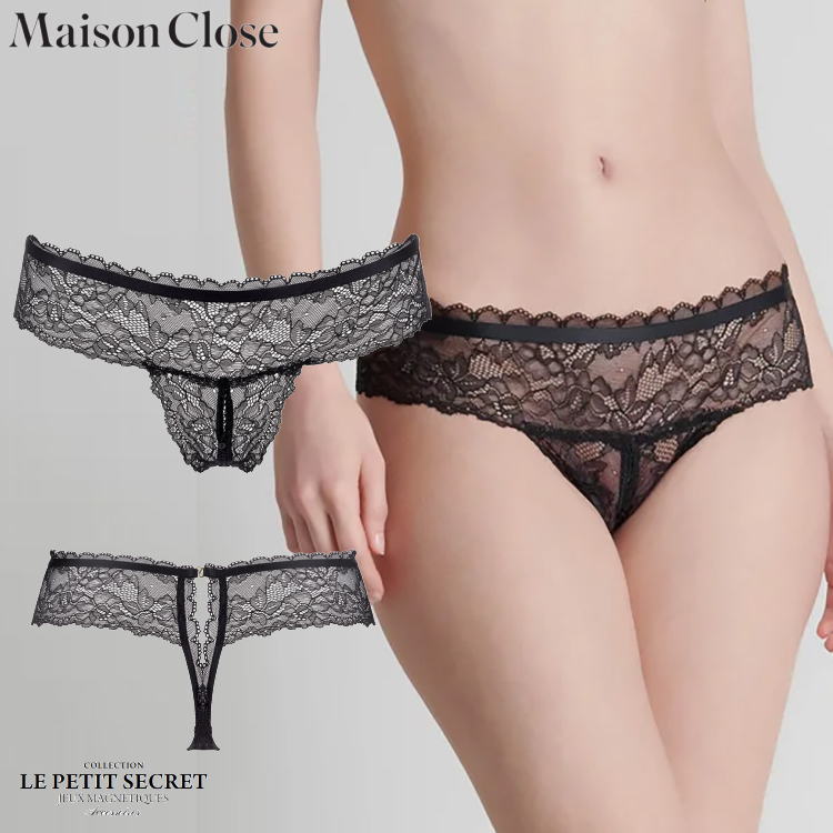 Maison Close メゾンクローズ 608303 タンガ Tバック ショーツ S〜M L〜XL オープン可 ブラック セクシー ギフトBOX 総レース オ...