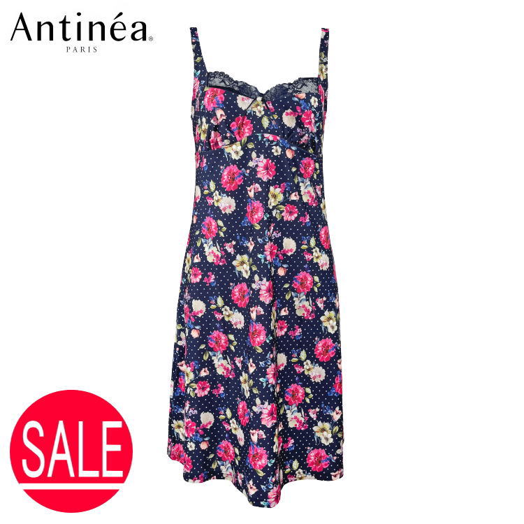 スリップ インナー ランジェリー ルームウェア Antinea アンティネア CLC1064 M ネイビー ナイトタイム リラックスタイム 旅行 高級インポート...