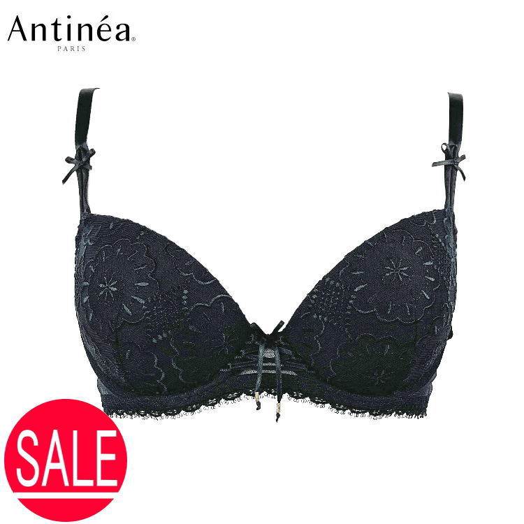 Antinea アンティネア パットなしブラ 3/4カップ ブラジャー ブラック レディース 85B (B70) 90B (B75) 85C (C70) 90C...