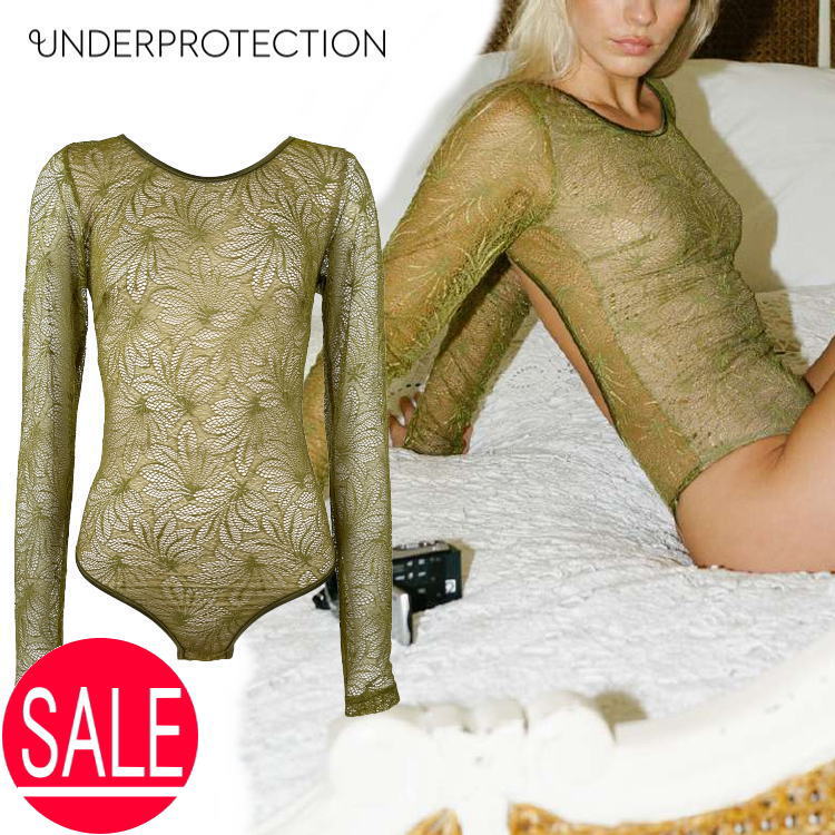 【訳あり 展示会展示商品】 ボディ 長袖 S フロントホック インポートランジェリー 背中開き 締め付け感なし ラク 2403041 グリーン UNDERPRO...