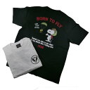 Alpha アルファ TC1627-2 PEANUTS x ALPHA スヌーピー BORN TO FLY バックプリント 半袖Tシャツ