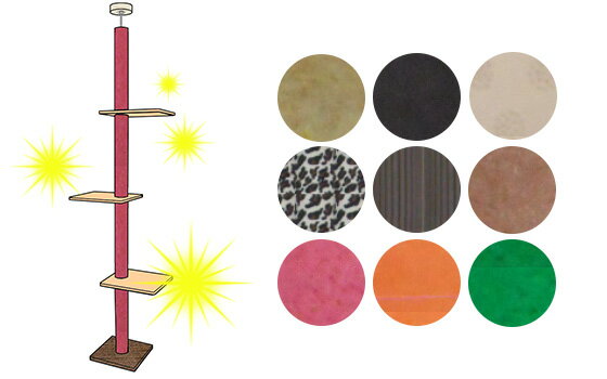 日本製 キャットタワー シングルタイプ 省スペース 大きい 突っ張り 棚板3枚 3段 国産 木製 高齢 シニア 多頭飼い 猫タワー カーペット ネコタワー スリム おしゃれ キャットツリー 運動不足 掃除 簡単 爪とぎ 高い つめとぎポール