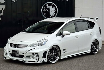 【ROWEN/ローエン】フロントバンパー・サイドステップ・リヤハーフスポイラー 3点キットPRIUSα(ZVW41) CROSS BLAZESTYLE KIT *FRP+Carbon製 未塗装02P05Nov16